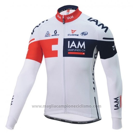 2016 Abbigliamento Ciclismo IAM Bianco e Blu Manica Lunga e Salopette